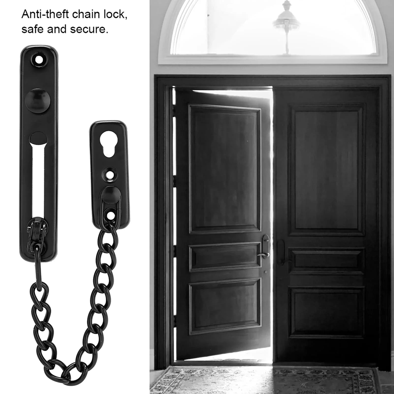 Catena di sicurezza per porta in acciaio inossidabile, resistente, antifurto, per la sicurezza di casa, appartamento, porta interna.