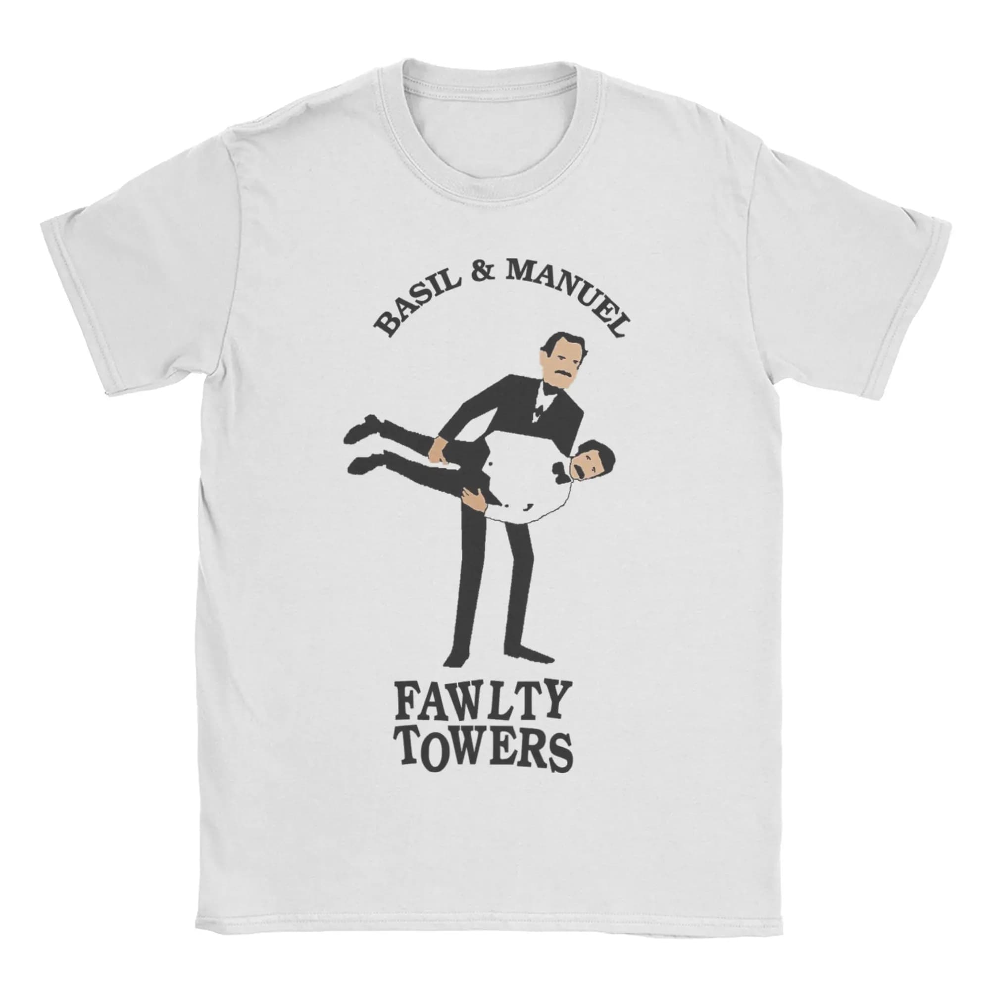 Fawlty Towers Basil & Manuel T-shirt divertente con cartoni animati, t-shirt girocollo in puro cotone da uomo e da donna, t-shirt a maniche corte, top stampati