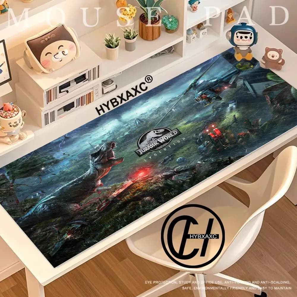 HYBXAXC HD Super Jurassic World Evolution 2 Mouse Pad Anime Gaming Mouse Pad Table Pads Backlit Rubber Desktop XXL Desk Mats HD