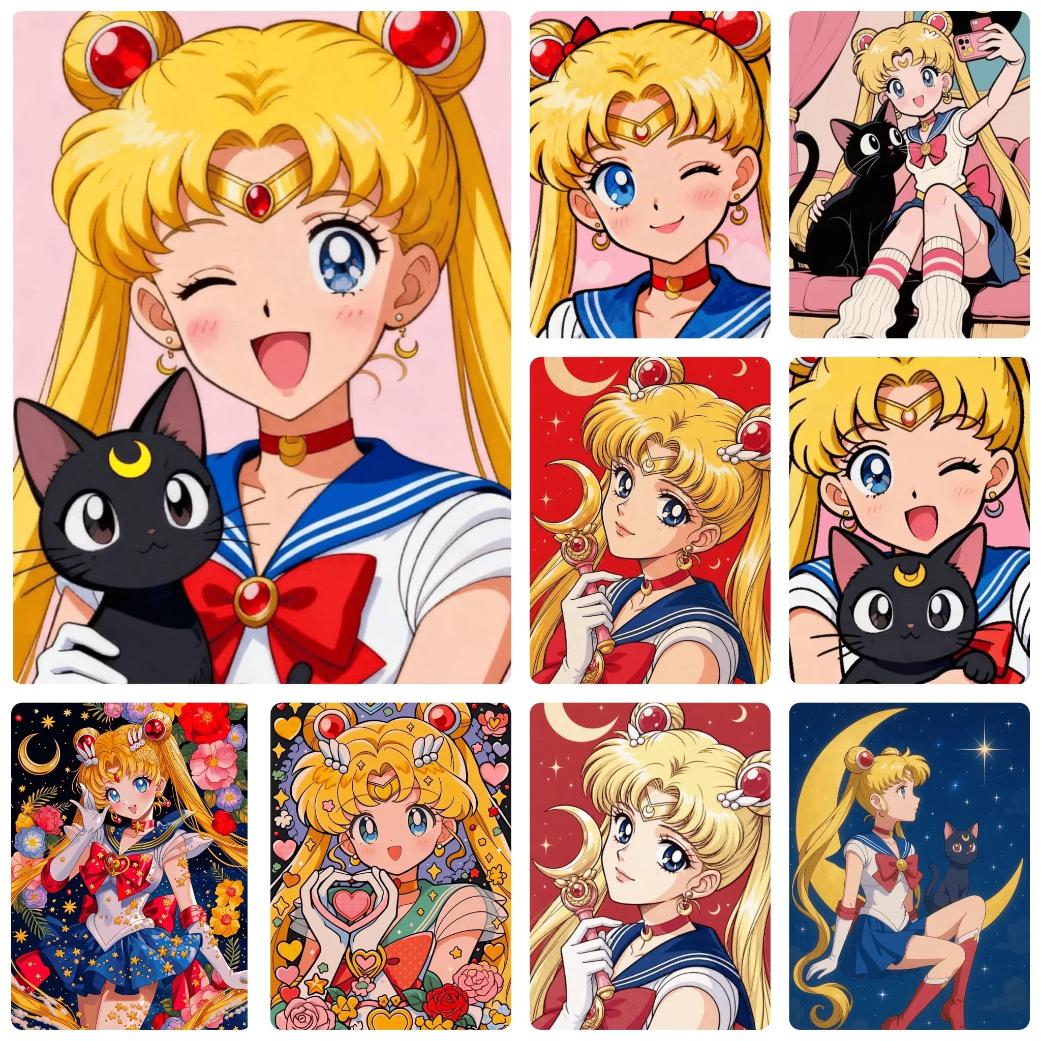 DIY Sailor Moon Classic Anime Character Luna Cat Cartoon Art Diamond Painting Mosaic Handmade Art Exquisite Home Decoration