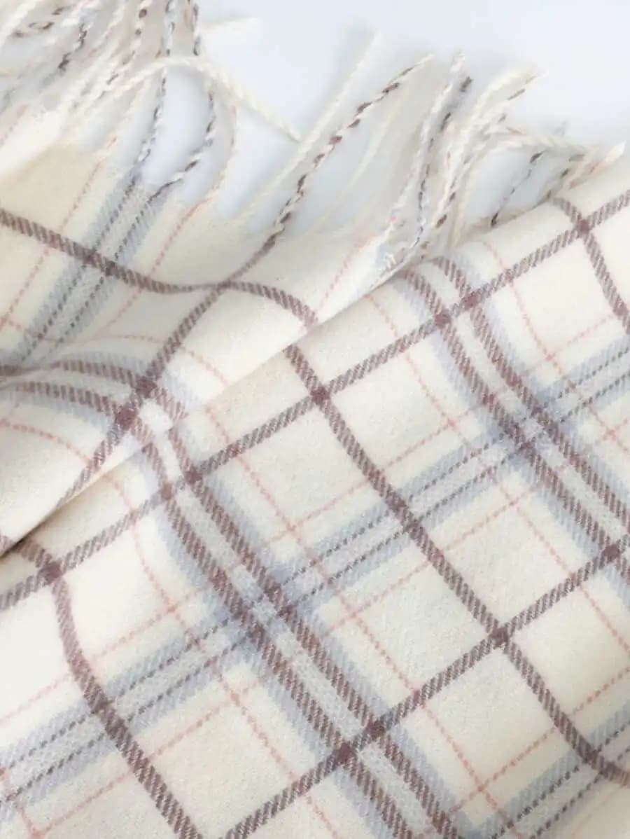 1pc Women's Plaid Scarf With Fringes, Autumn/Winter Shawl