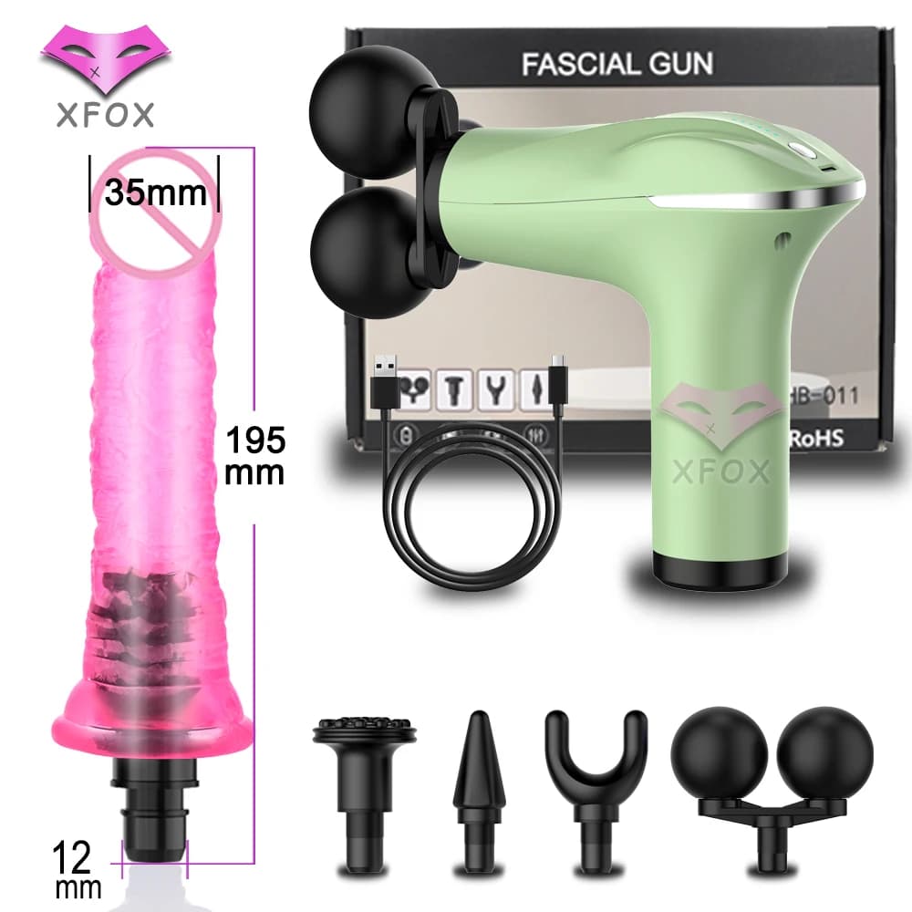 XFOX telescopic sex machine held in hand Dildo Dick vaginal percussion vibrator for sex erotic toys Fascia massage crystal head