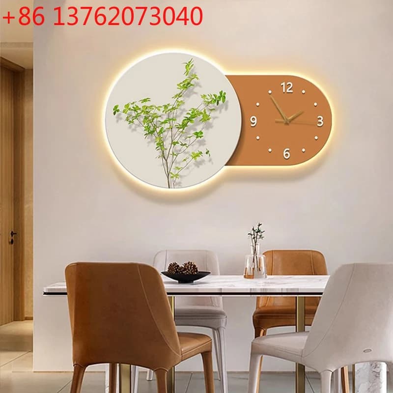 Orologio da Parete LED Multifunzione Creativo con Luce e Dipinto, Moderno e Silenzioso, a Batteria, per Sala da Pranzo e Soggiorno
