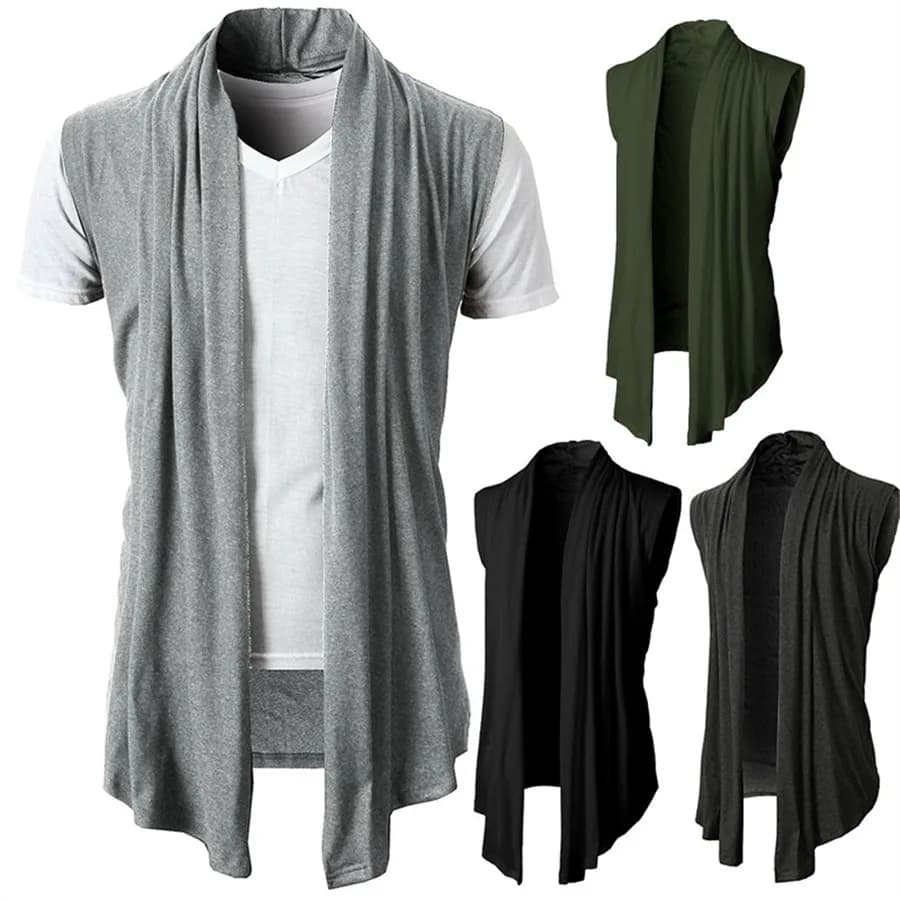 New 2026 Spring Summer Men Sleeveless Jacket Street Fashion Knitted Vest Cardigan Punk Hip Hop Waistcoat Casual Men‘s Top