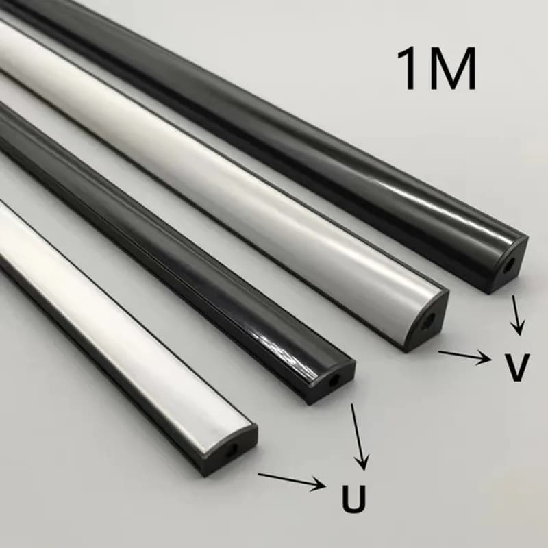 10-50pcs/lot 1M U/V Black Shape Corner Aluminium Profile LED Channel Holder for LED Bar Strip Light Bar Under Cabinet Lamp Kitch
