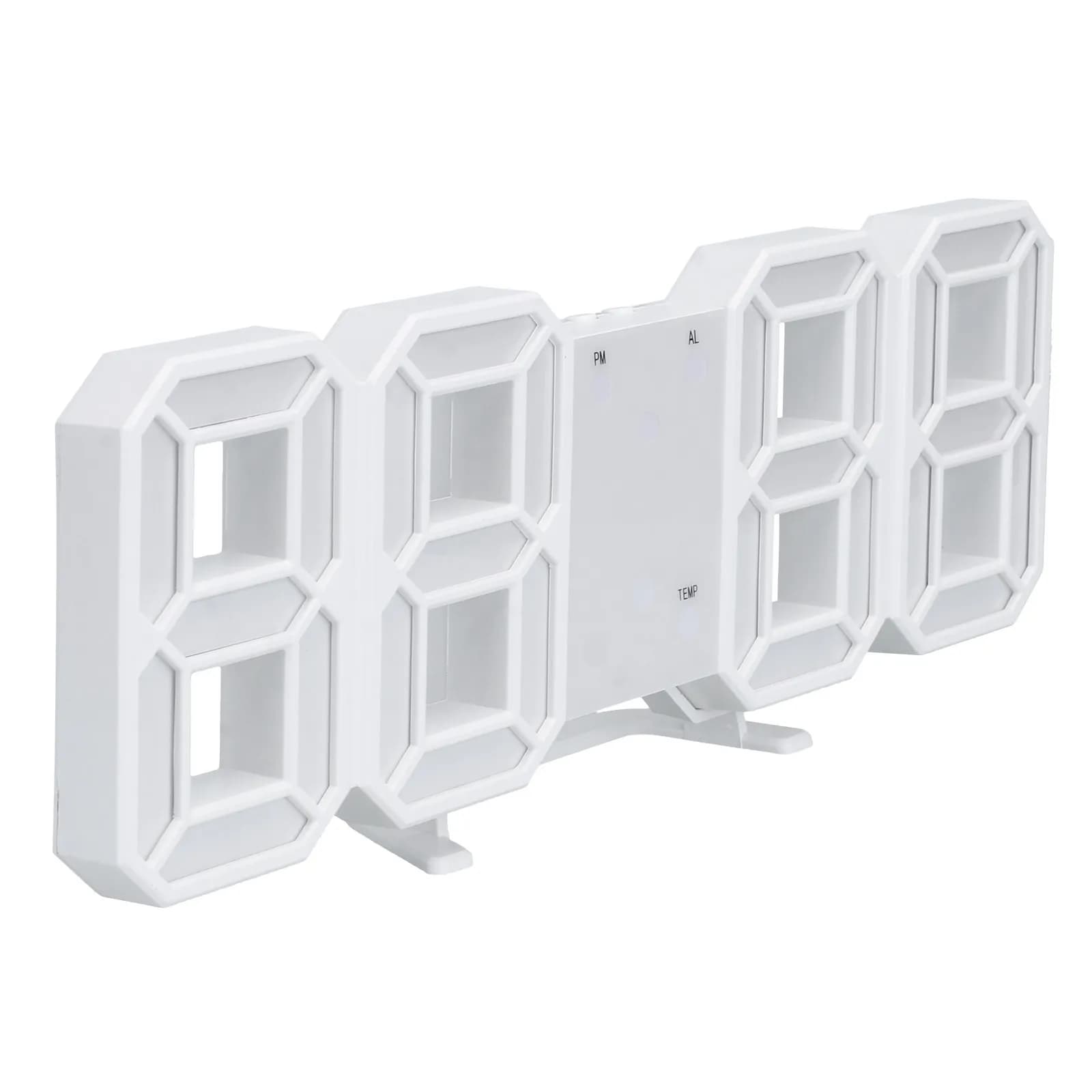 3D Digital Wall Clock with Alarm and Snooze Function, Low Energy Consumption, Big Numbers and Easy to Read