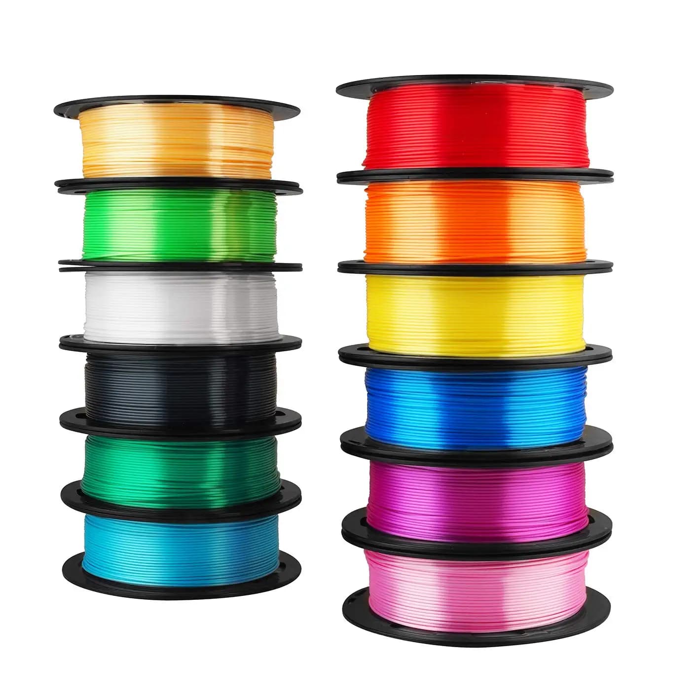 12 in 1 Silk PLA Filament Bundle, 1.75mm 500g per Spool, 6kg Total with Free Glue Stick