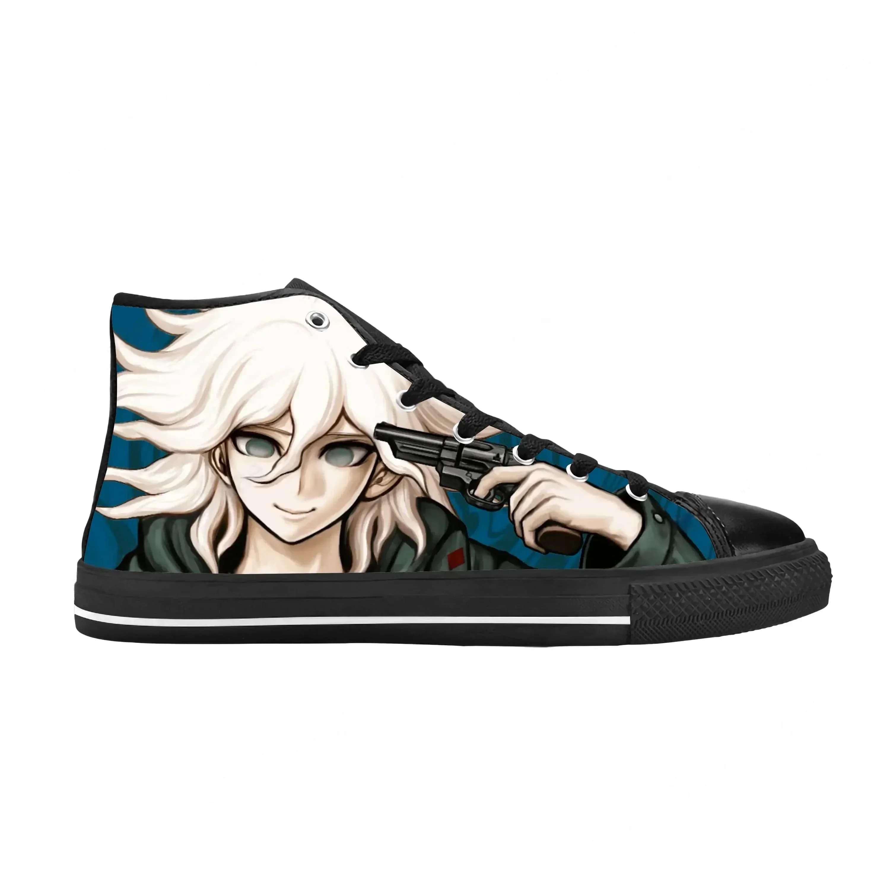 Scarpe casual in tessuto di cartoni animati giapponesi Danganronpa Komaeda Nagito, sneakers alte comode e traspiranti con stampa 3D per uomo e donna