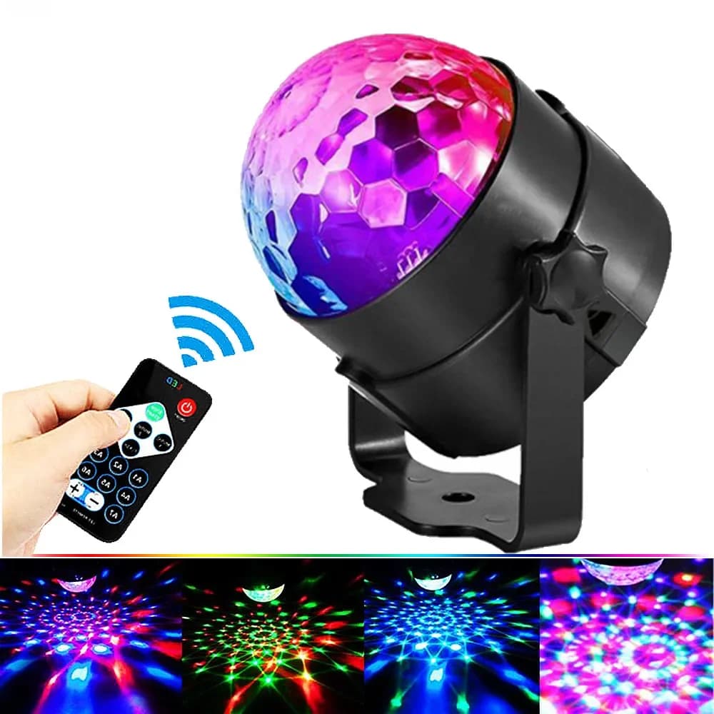 Telecomando LED Piccola sfera magica Luce USB Mini cristallo ad attivazione vocale Luce da palco rotante ad attivazione vocale colorata