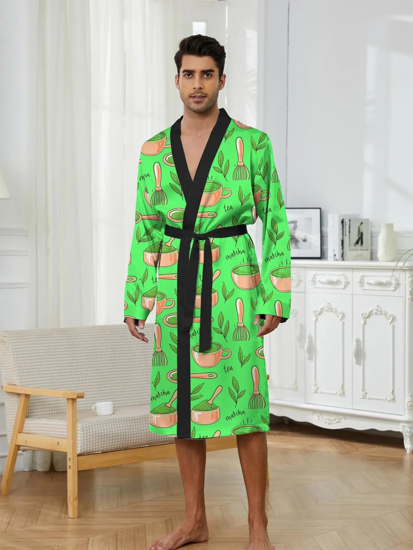 1pcs Men's Robes 2026 Spring/Summer Breathable Funny pajamas Graphic robe 3D Printed bath robe Men's bathrobe Bathrobe man