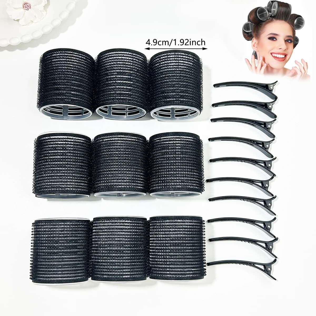 Set of 19 women's curling irons, with clips, curling irons without heat, self-adhesive curling irons, suitable for long hair