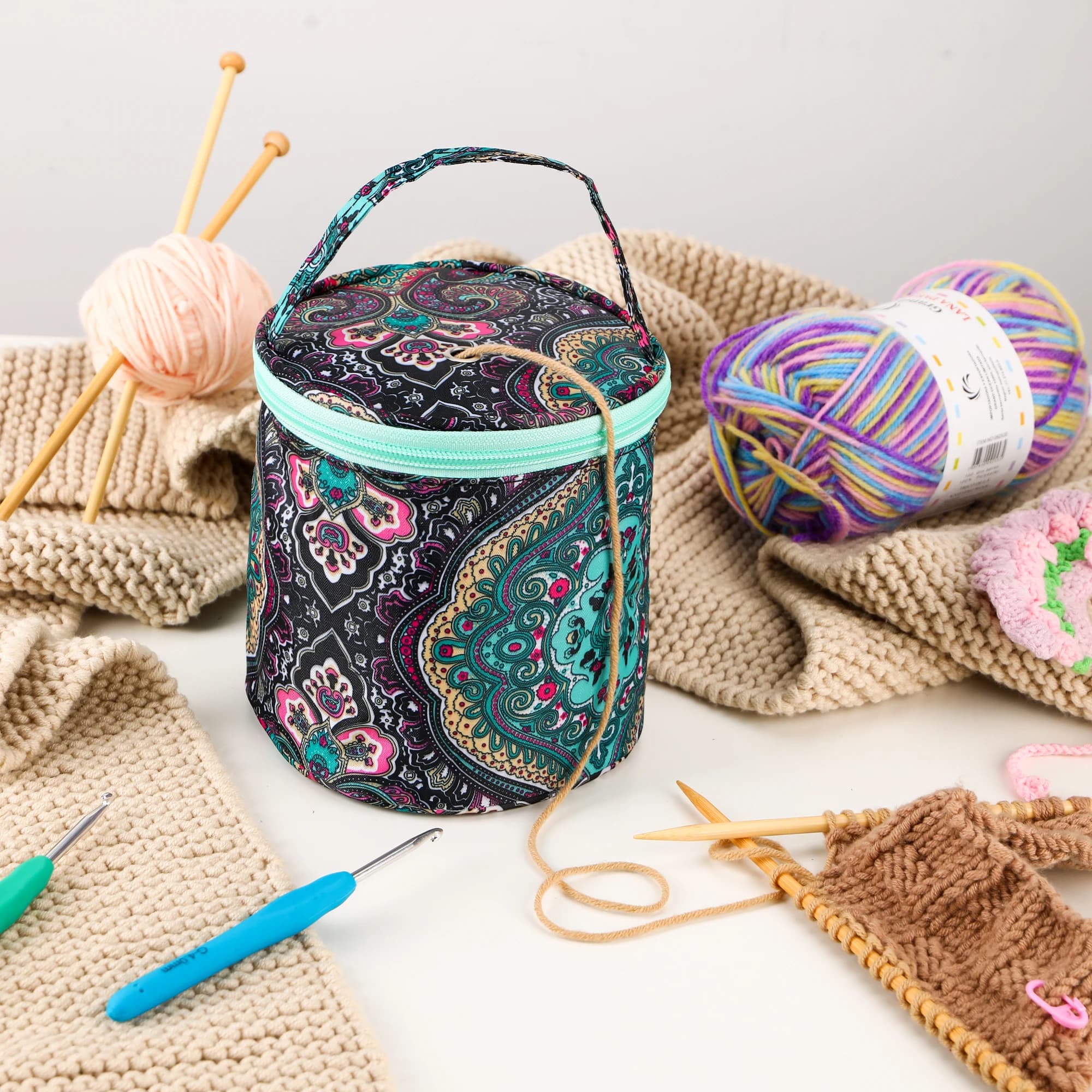 Nuova piccola borsa vuota per riporre il filato, fiori di anacardi, borsa per maglieria, borsa da viaggio portatile, organizzare lo stoccaggio, uncinetto, strumenti per cucire
