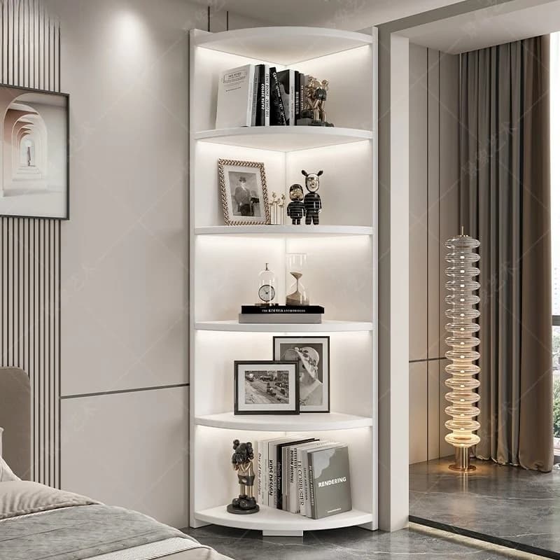 Libreria ad Angolo Alta e Stretta, Mobile per Soggiorno e Spazi Ristretti, Scaffale a 90 Gradi per Camera da Letto e Ufficio