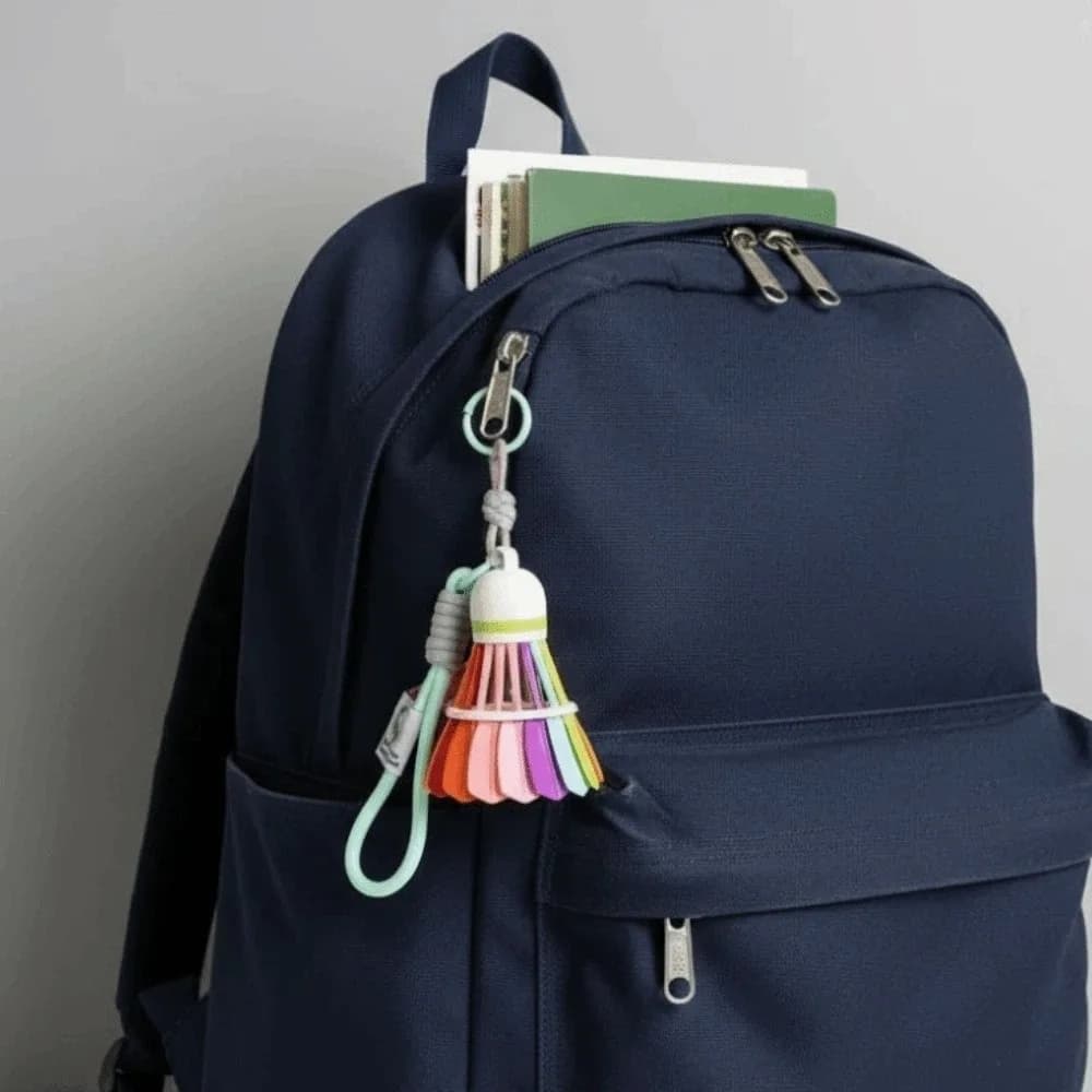 Portachiavi a Forma di Racchetta da Badminton Arcobaleno, Divertente e Creativo, Ciondolo per Borsa con Corda, Anello Portachiavi Stampato in 3D