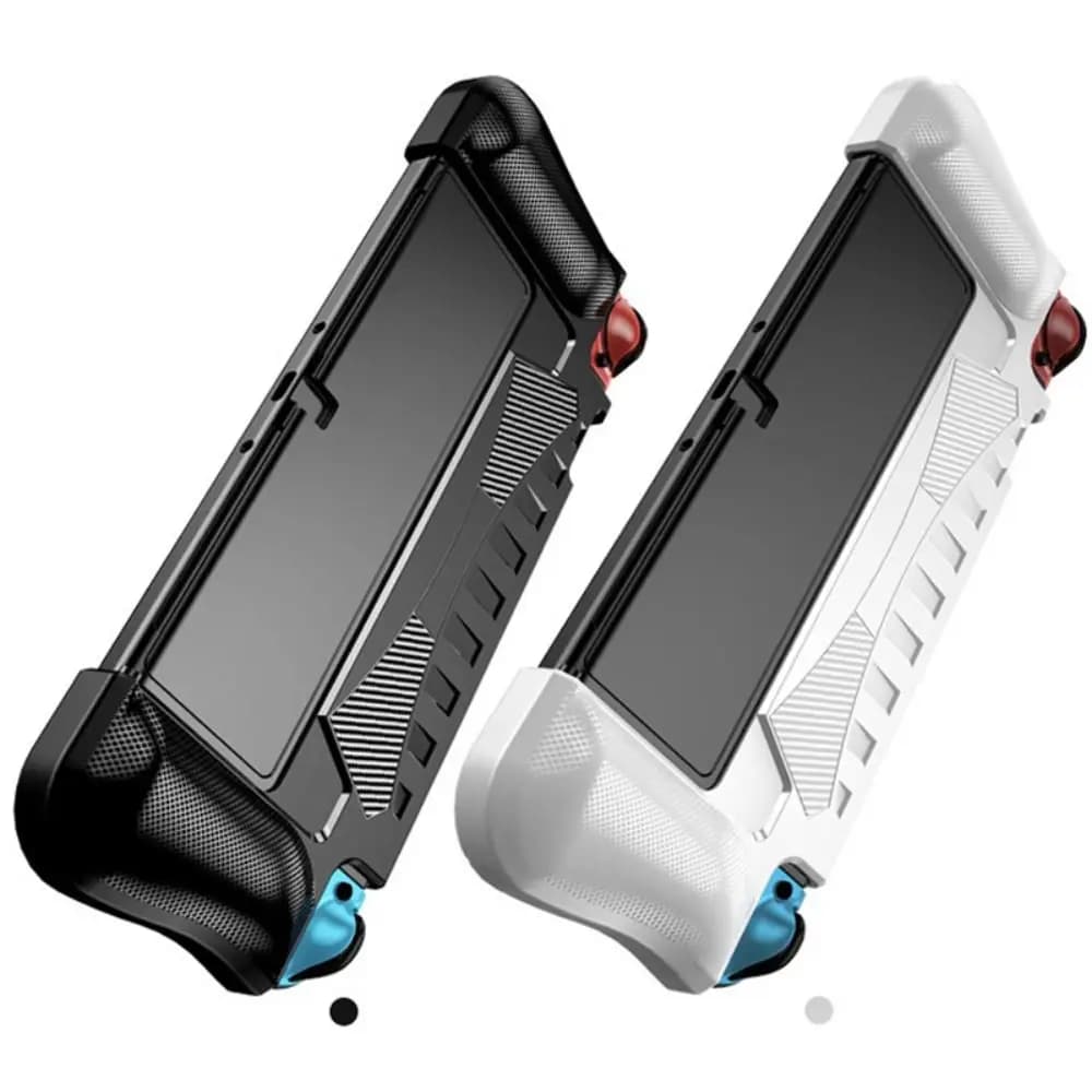 Custodia Protettiva Dockabile Ergonomica Anti-Graffio in Fibra di Carbonio TPU per Console Portatile Nintendo Switch OLED