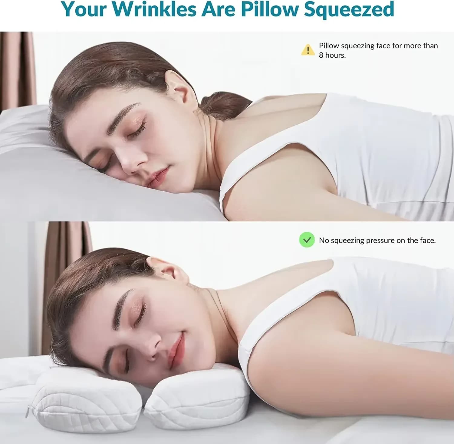 Side Sleeping Pillows for Ear Protection Memory Foam Face Relaxed Wrinkle Prevention Anti Aging Anti Wrinkle Beauty Bed Pillow