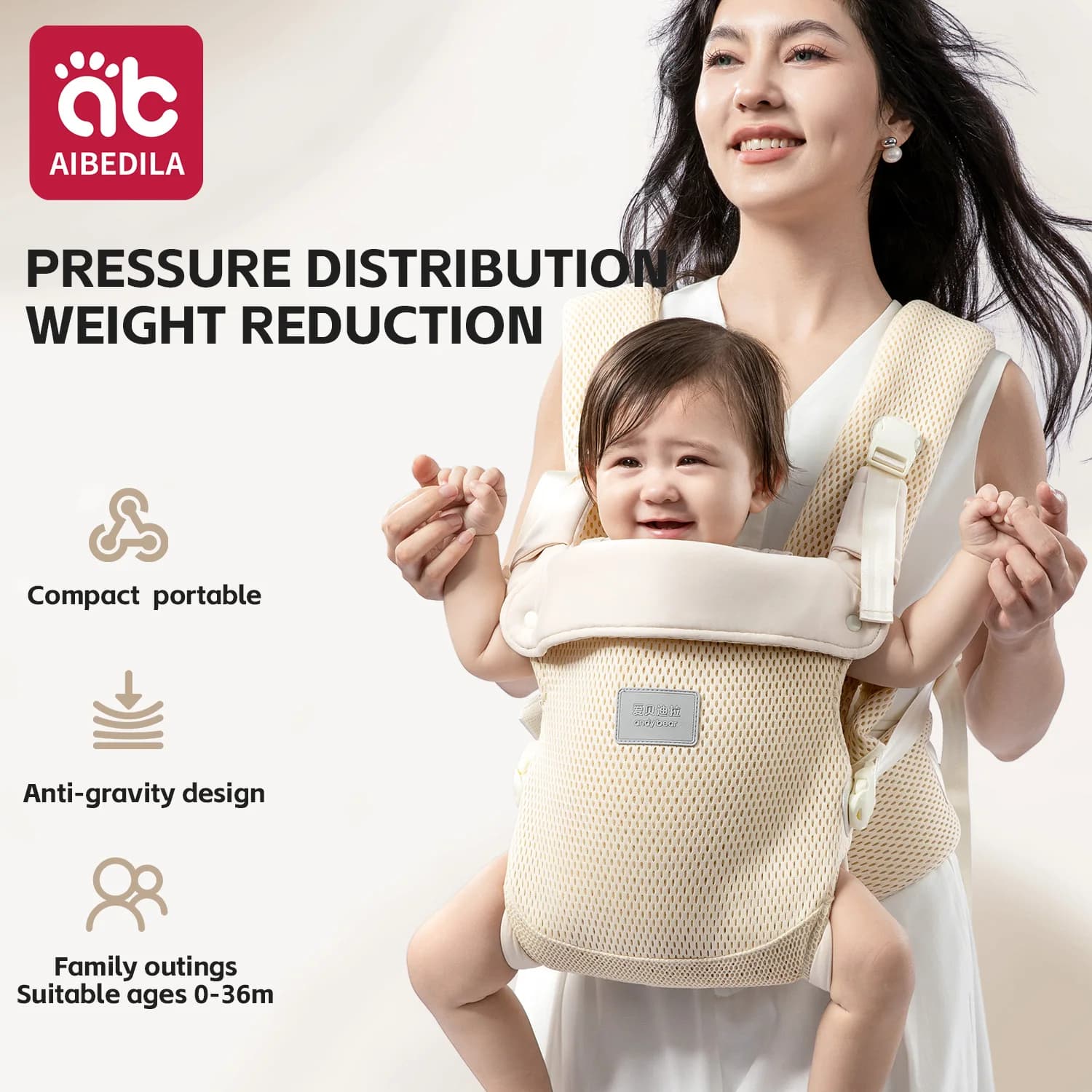 Marsupio ergonomico a marsupio per neonati Neonato Regolabile Comodo e traspirante Avvolgente Imbracatura per il trasporto del bambino Beige/Grigio