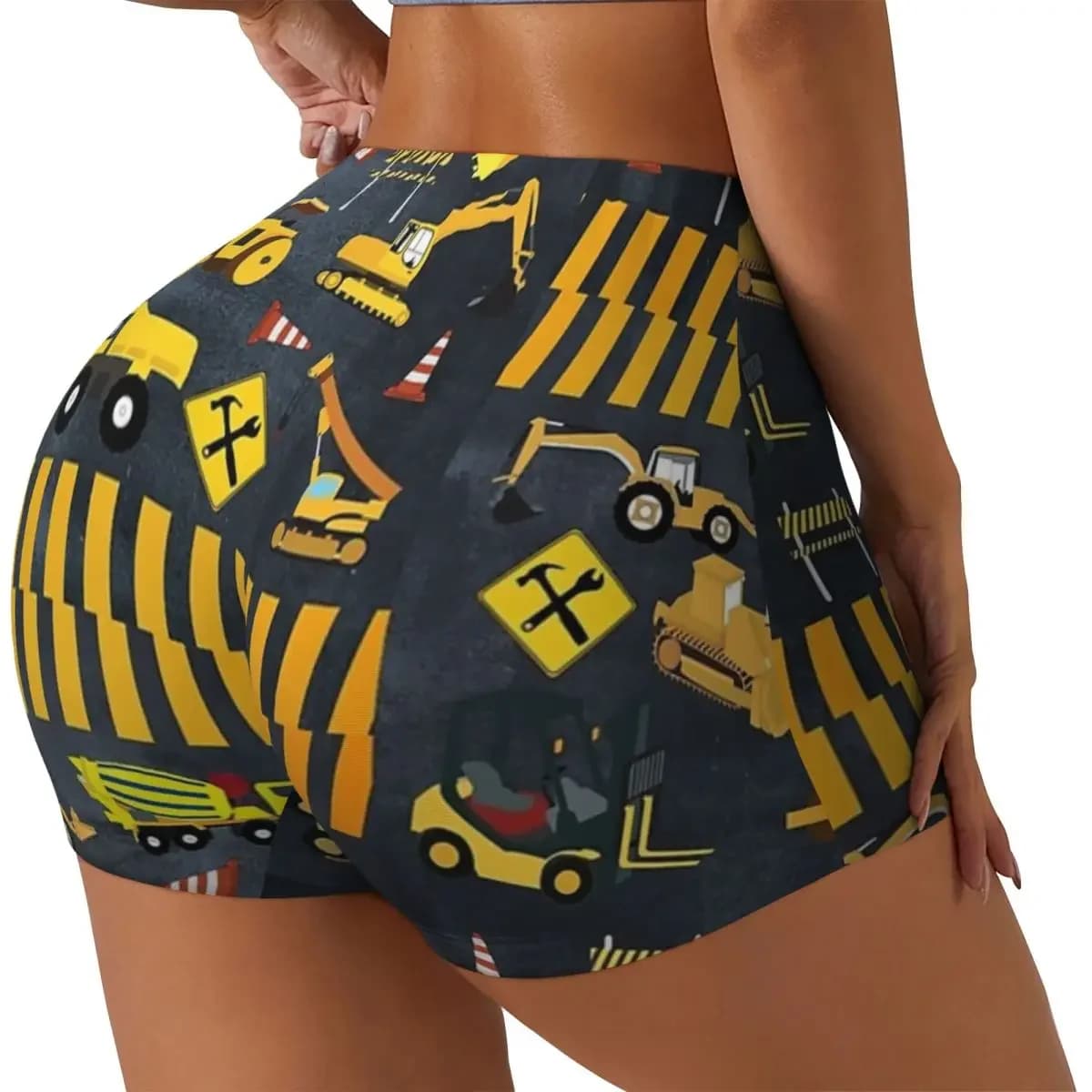 Custom Construction Trucks Heavy Machinery Kids Boy Women Gym Workout Running Shorts Athletic Volleyball Biker Yoga Shorts