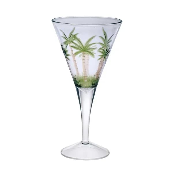 Set di 4 bicchieri da vino in acrilico a forma di V Palm Tree, senza BPA, infrangibili da 14 once