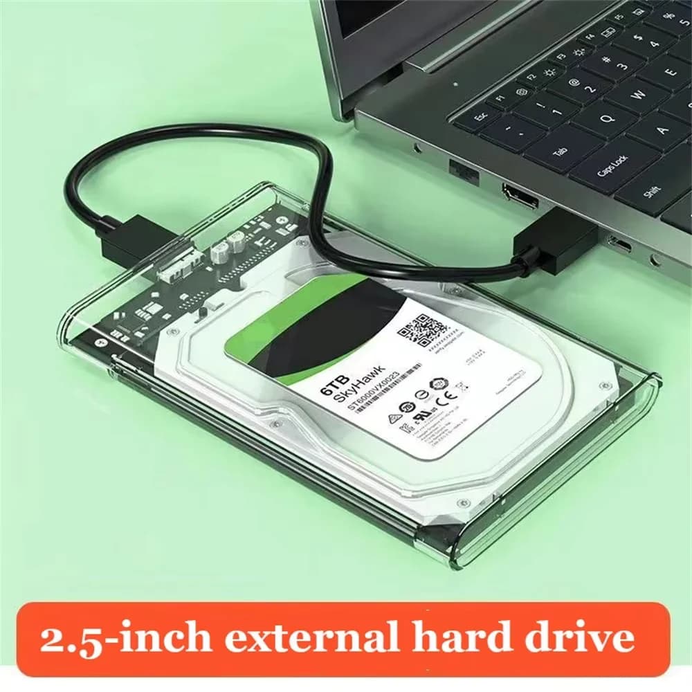 Custodia per disco rigido USB 3.0 Custodia per disco rigido esterno SATA SSD da 2,5 pollici con velocità di trasferimento di 5 Gbps Scatole per disco rigido di tipo C trasparenti senza attrezzi