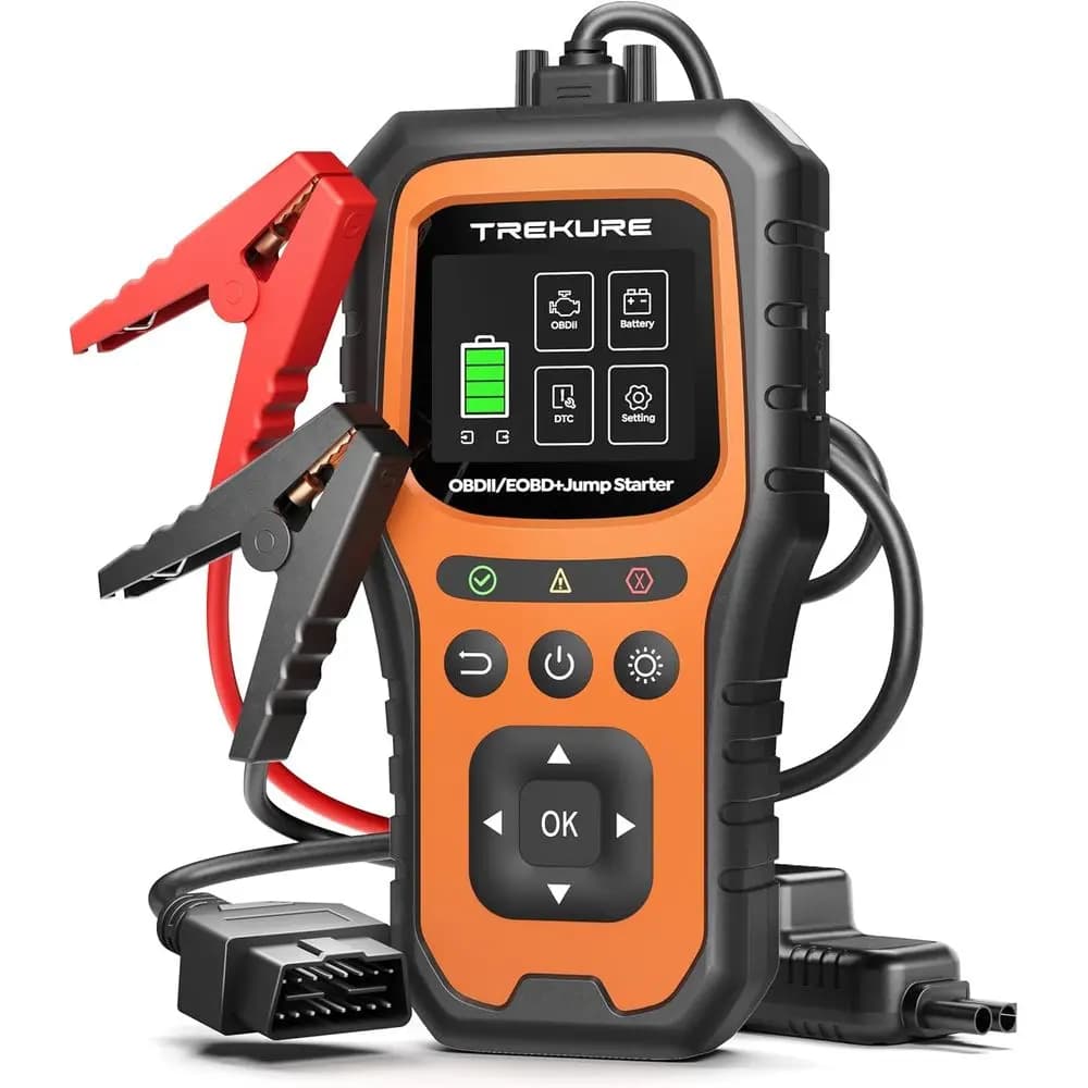 Avviatore di Emergenza per Auto con Scanner OBD2 5000A, Avviatore Portatile per Batteria Auto (per Tutti i Veicoli a Benzina/10L), Cavi di Avviamento 12V