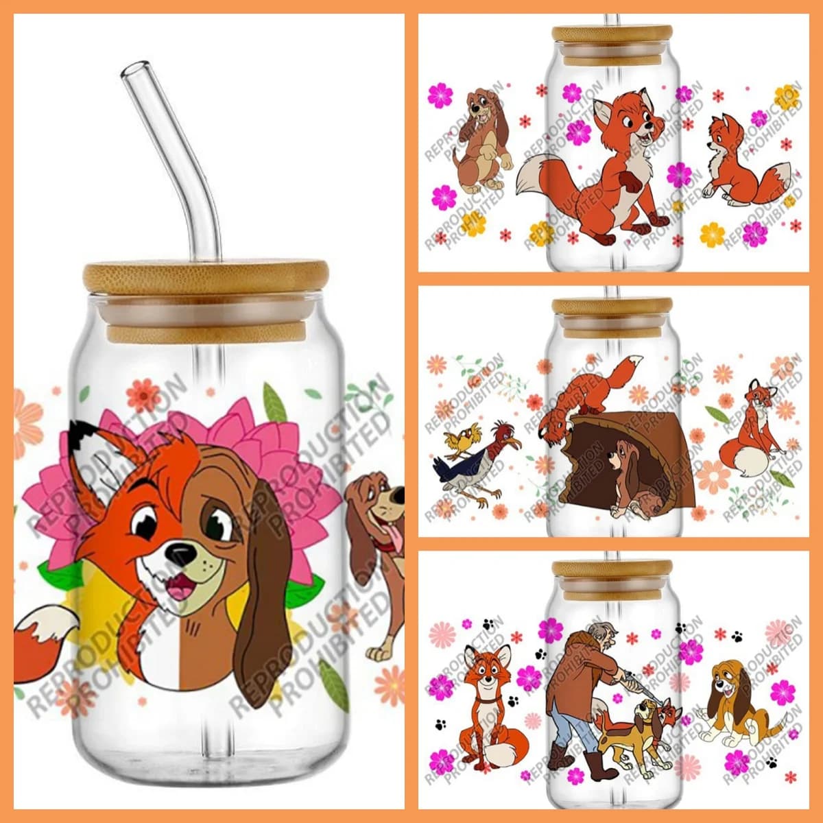 Nuovo Design Kawaii: Adesivi Impermeabili 3D Fai-da-Te, Trasferimenti UV DTF, Stickers Volpe e Cane per Bicchieri da 16oz, Sigilli per Tazze