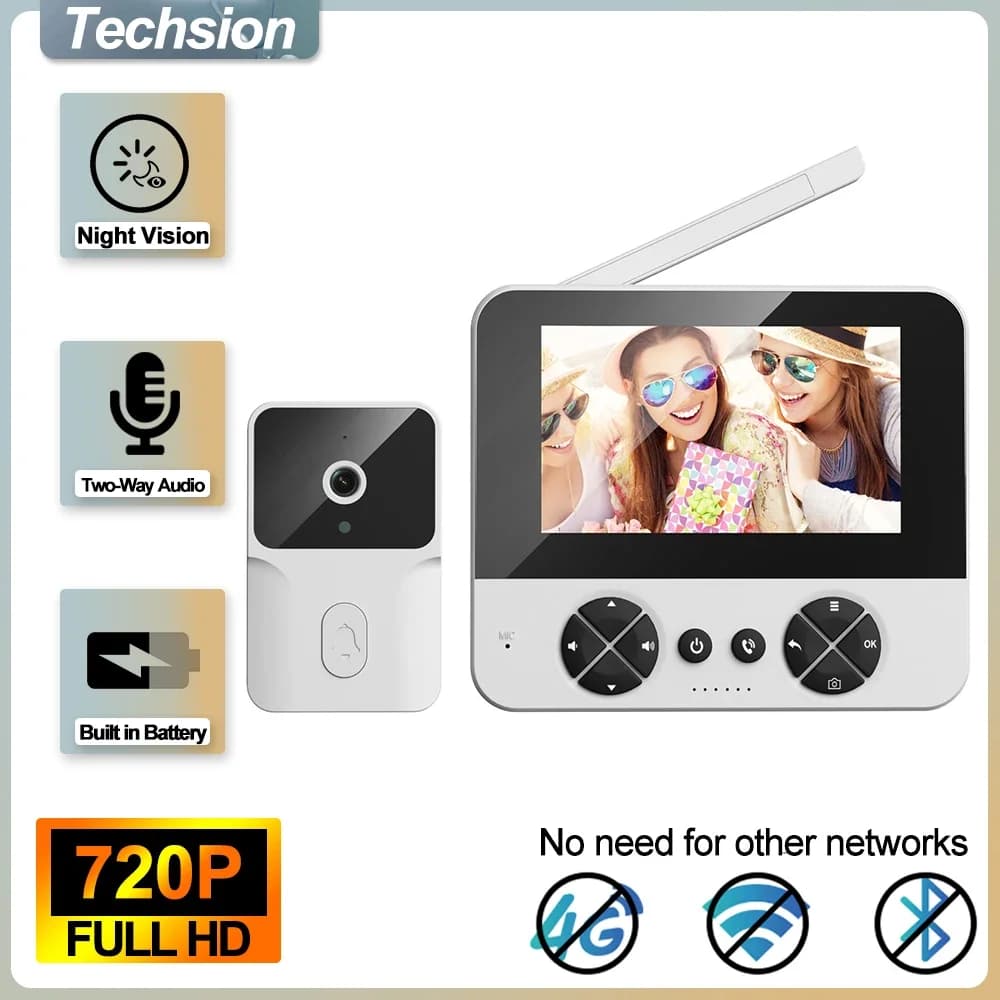 5‑Inch Smart Ring Doorbell Camera Wireless Visual Intercom Monitor Night Vision Home Security Video Door Ring Intercom Camera