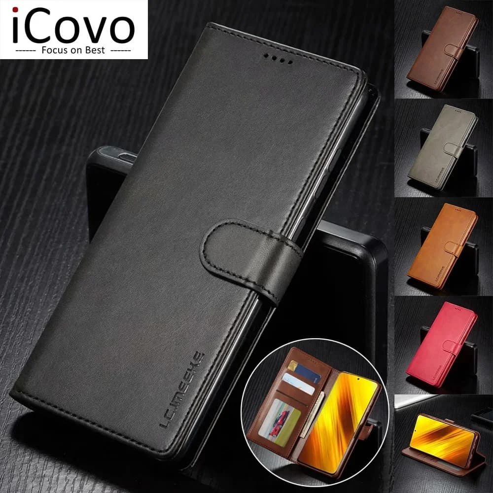 Custodia a portafoglio in pelle per Xiaomi Poco X3 X4 X5 X7 M4 M3 15T 14T 12T 11T Pro NFC Flip Cover Redmi Nota 14 12 11 11S 10S 9s 9 8 7 9T