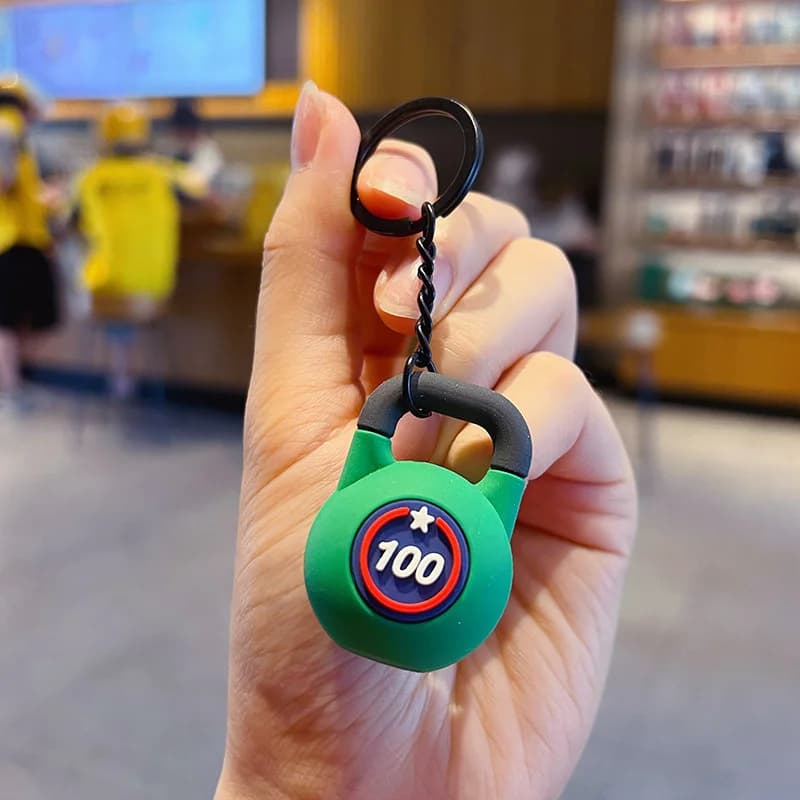 3D series Silicone Keychain with Handlebars at high level Kettlebell Keyring Bag Gifts Accessories for Women's Pendants