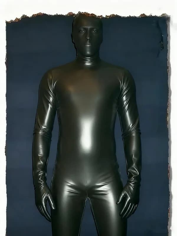 Tuta Intera in Lattice Nero, Lingerie Erotica, Guanti da Club, Catsuit con Maschera