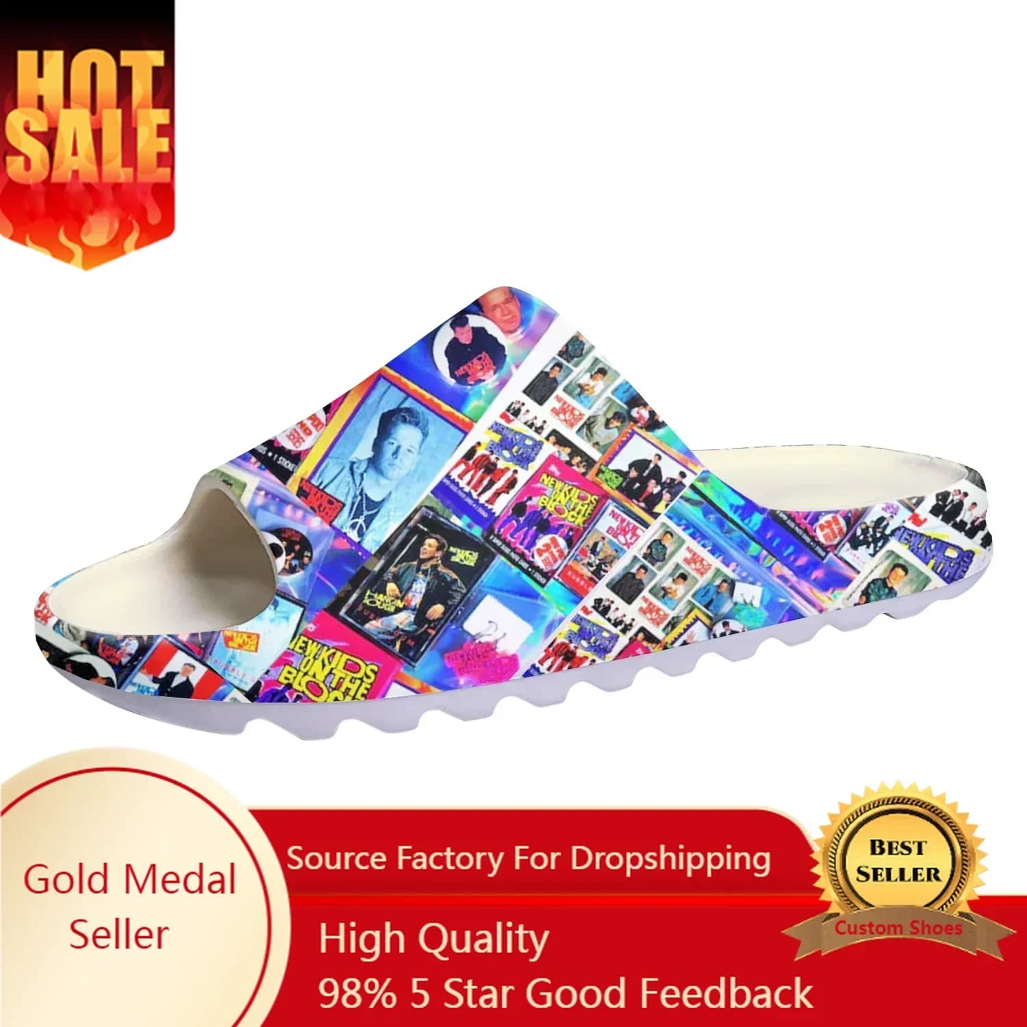 New Kids on the Block Band Slippers Soft Sole Slippers for Home Women's Shoes Teenagers Customized Beach Sandals