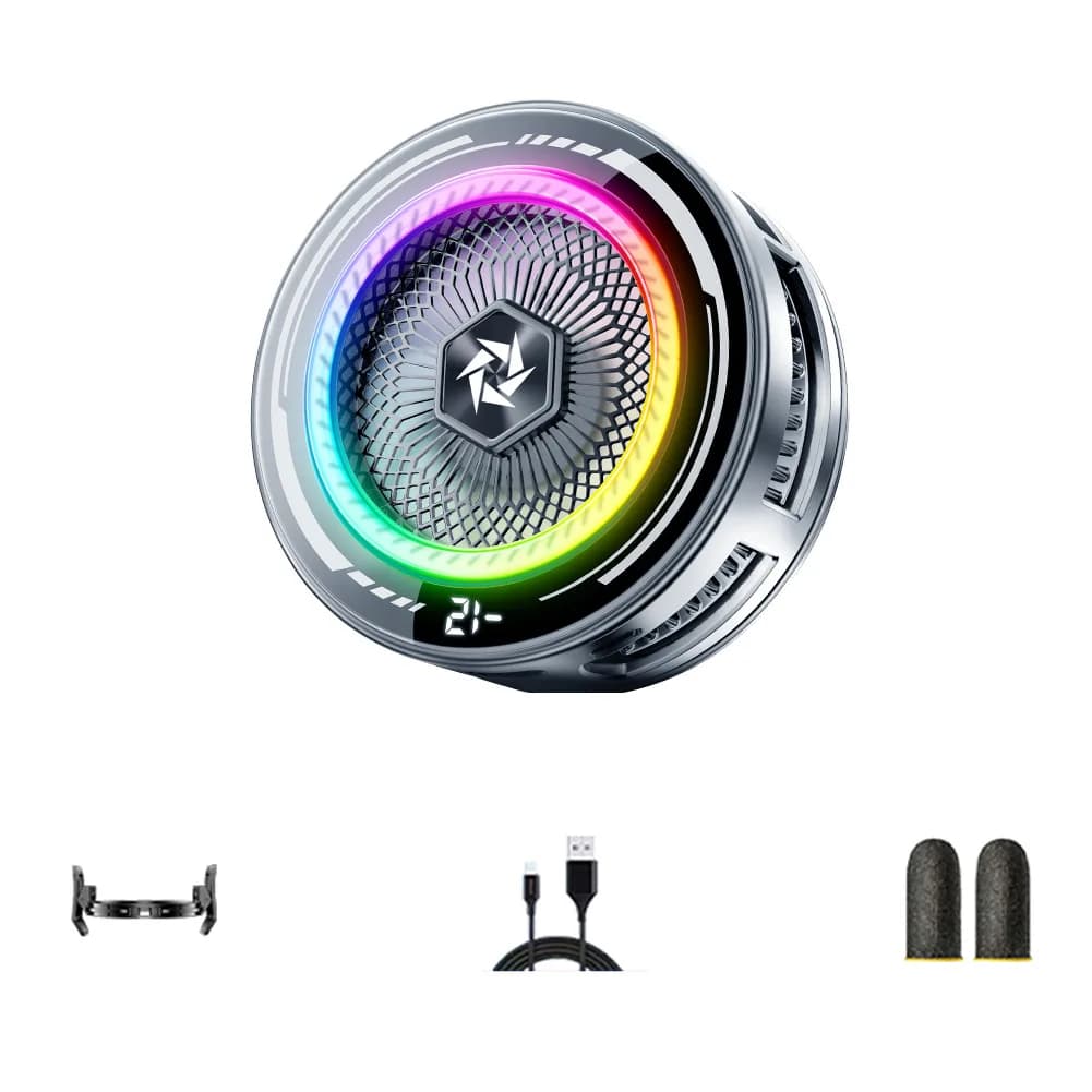 Adjustable Magnetic Phone Cooler with For Smart Temp Regulation and RGB Lighting Compatible with For Gaming Phones