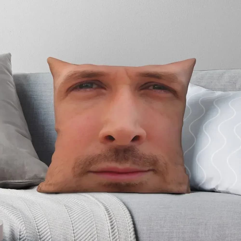 1pc Ryan Gosling Stampa del volto Federa quadrata Modello in poliestere Zip Decor Federa per cuscino Fodera per cuscino per la casa 45x45cm35x35cm