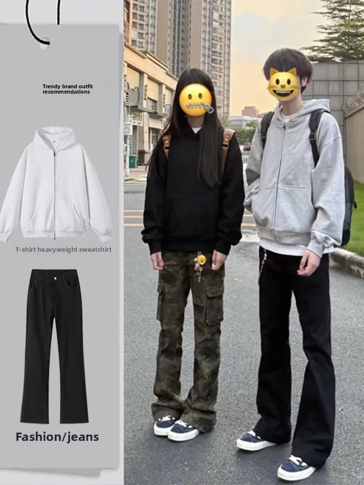 Jeans Cool Sli da Uomo Cleanfit, Set Completo Stile Americano, Gamba Dritta, Pantaloni da Lavoro a Vita Bassa con Chiusura a Cerniera, Abbigliamento Casual