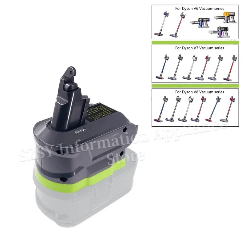 Adattatore Universale per Batteria al Litio Ryobi 18V per Sostituire la Batteria Dyson V8/V7/V6, Convertitore per Aspirapolvere Animal Absolute