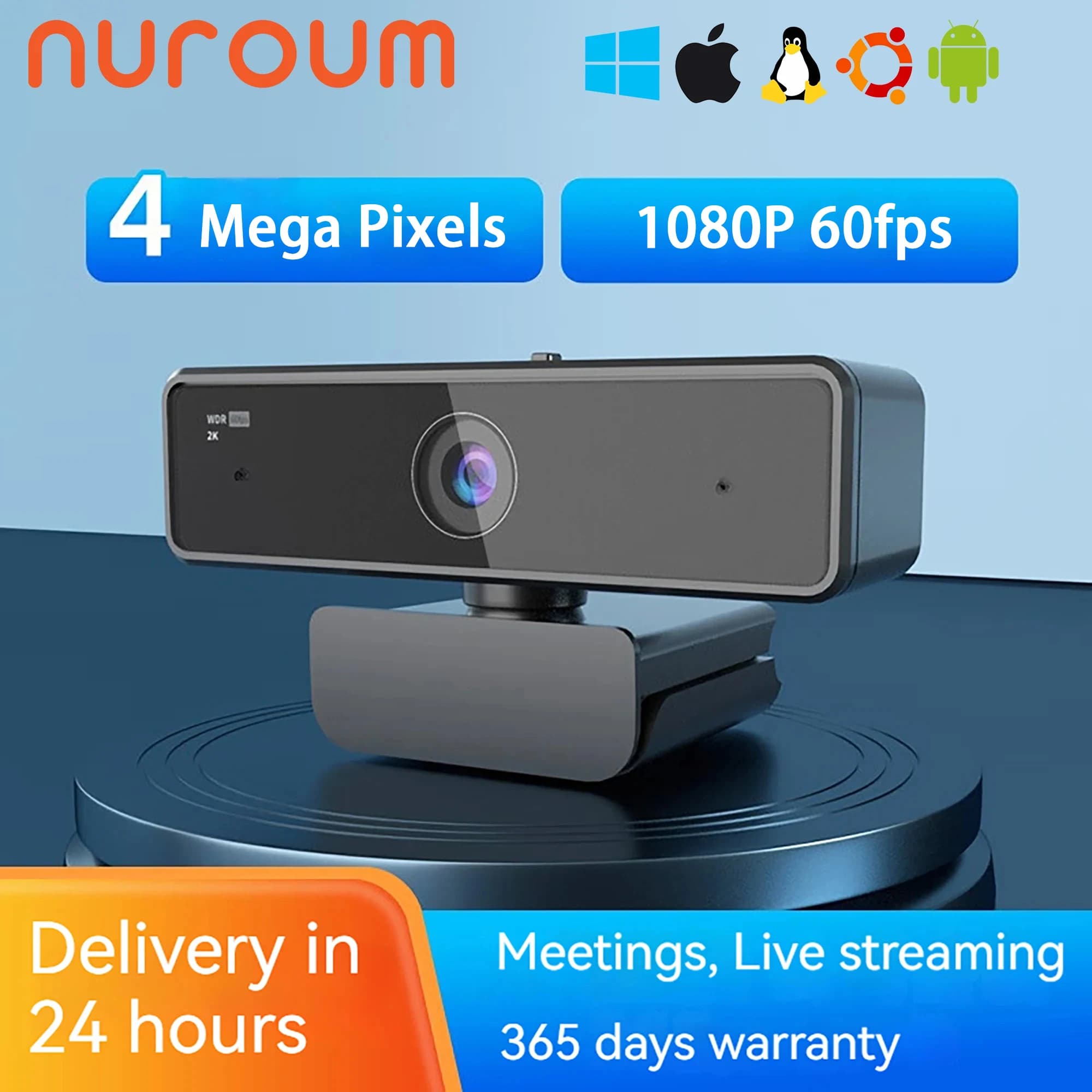 Webcam V11 2K for PC, 1080P 60FPS FHD 90 ° Webcamera with microphone and privacy cover, USB Plug&Play for Mac/laptop/desktop/computer