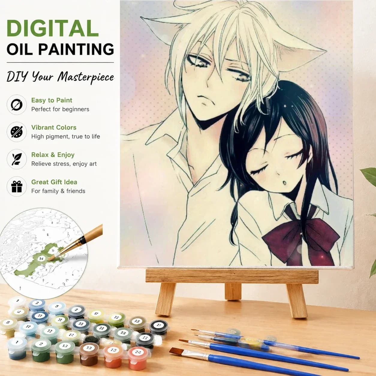 Painting By NumbersJapanese Anime Character Adult Oil Kit DIY Acrylic Paint Canva Artwork Canva Art Gift Home Decoration