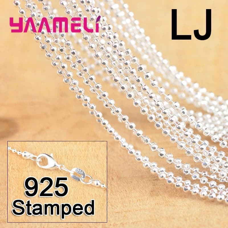 Catene di preghiera a sfera in argento Sterling 925 genuino da 20 pollici 18 pollici con fermagli per aragosta per ciondolo gioielli fai da te risultati