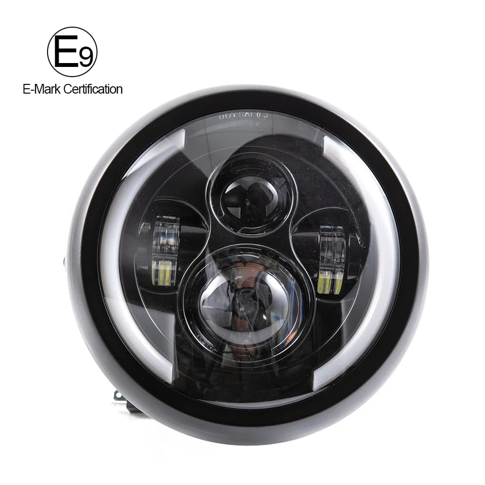 7.5 "Moto Faro A Led Faro Per Cafer Racer Per Honda CB400 CB500 Suzuki BMW Yamaha Universale Rotondo Moto Luce