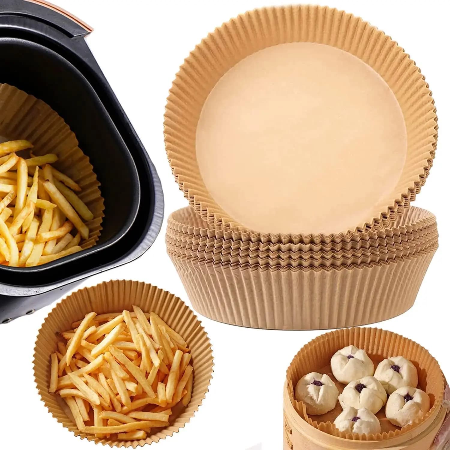 100 pcs US Air Fryer And Drop Paper Fryer US Air Fryer And Drop Parchment Paper Bowl For Food Use Oil Proof To Roast Microonde