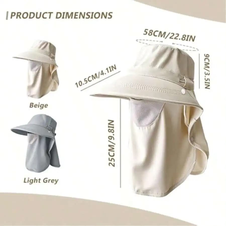 Women Wide Brim Sun Hat With Face Mask UV Protection Foldable Outdoor Hiking Fishing Hat