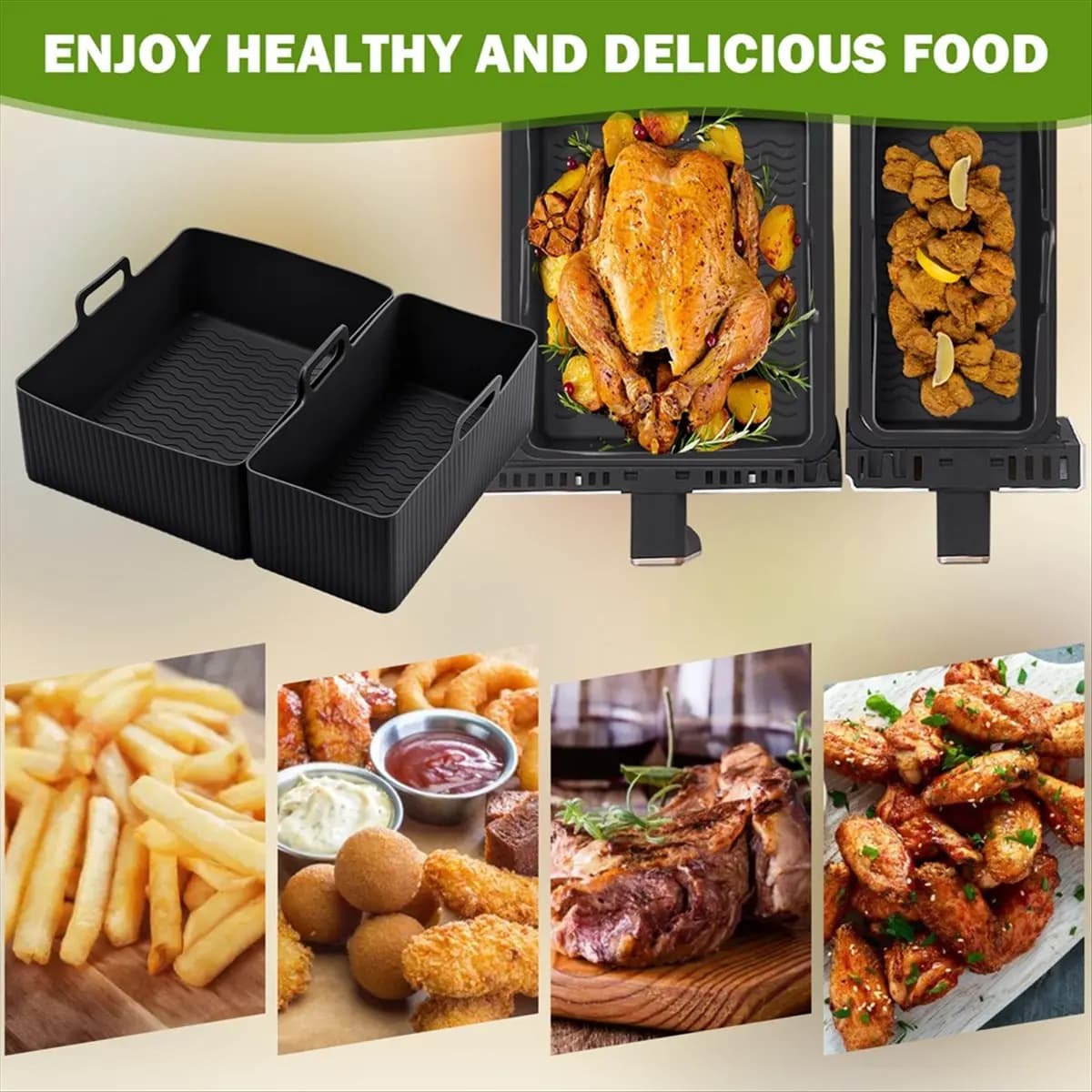 Homegood Air Fryer Tray Air Fryer Liner Basket Reusable Oven Baking Tray Non-Stick Pizza Baking Tray B