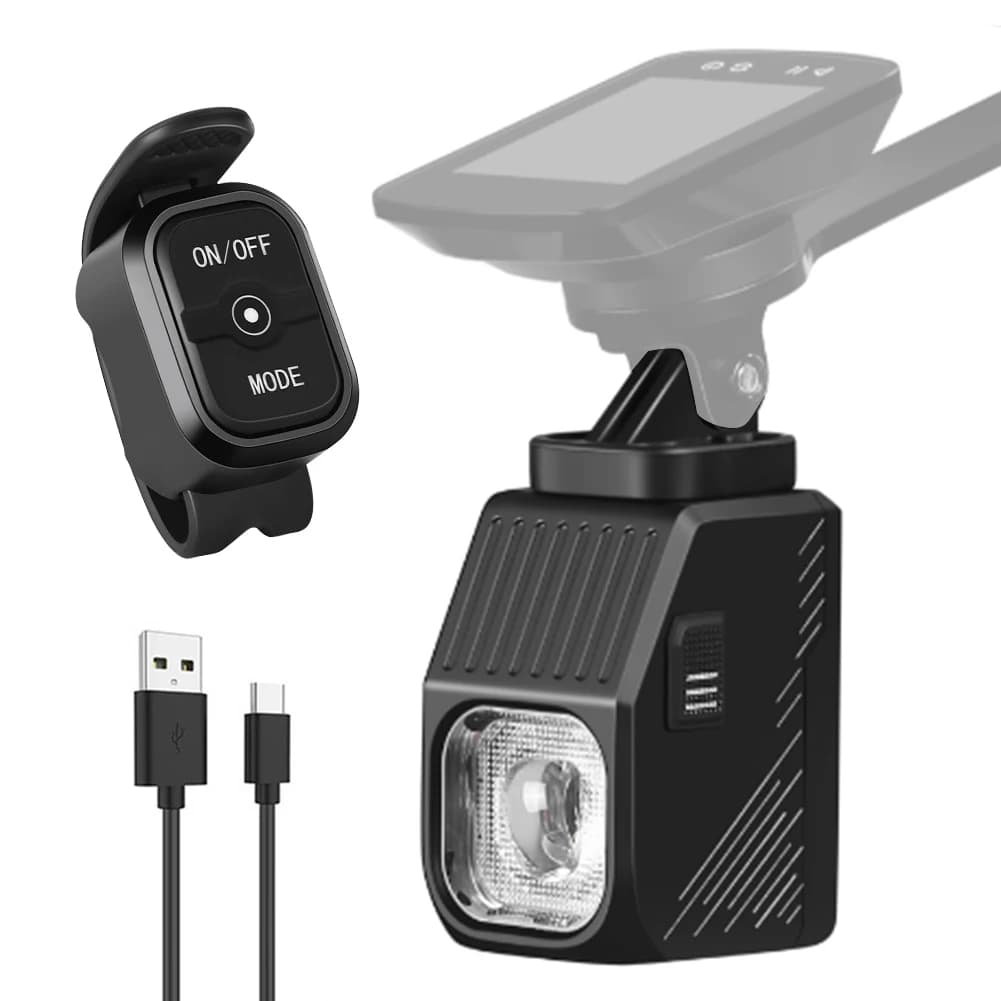 Luce LED per Bicicletta con Telecomando, Faro Super Luminoso Ricaricabile USB Tipo-C, Torcia per Ciclismo Notturno