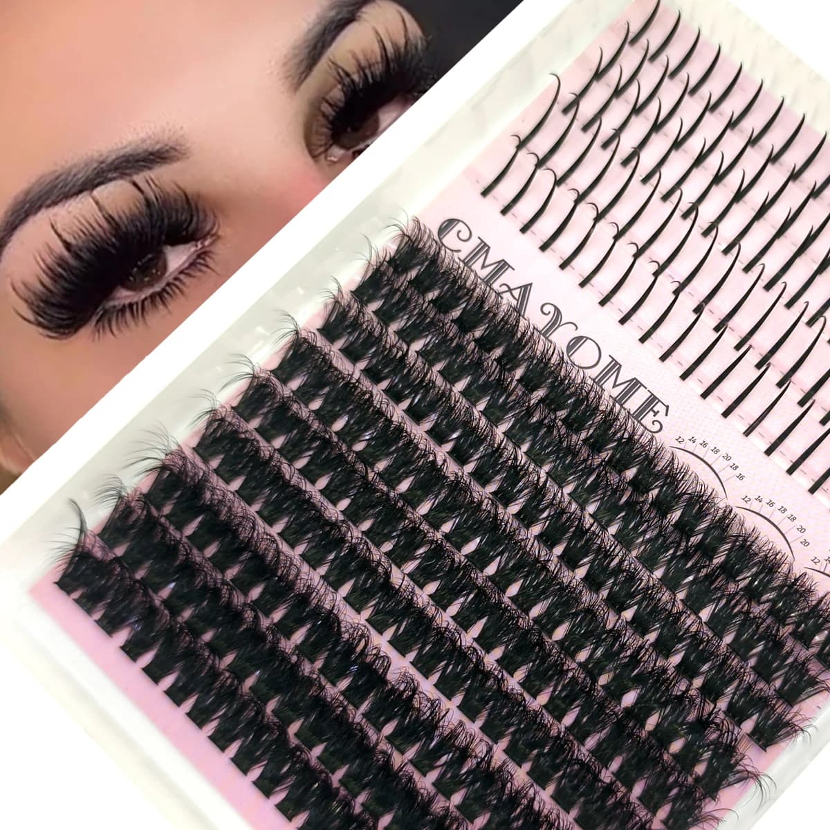 14 File Manga Ciuffetti Eyelashes, Voluminous Eyelashes, Mixed Tray with Tips, 60P/80P/100P, Eyelashes, Extension Eyelashes