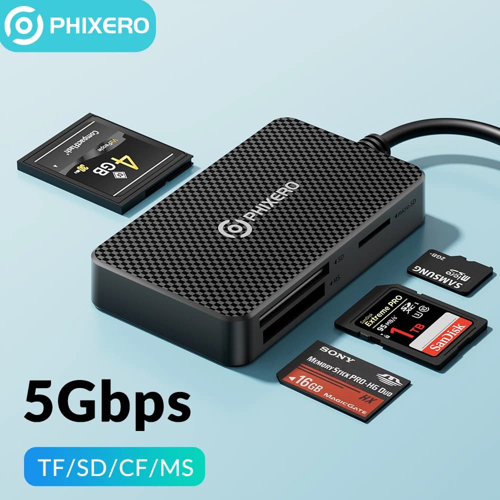 99%OFF PHIXERO USB 3.0 tipo C lettore di schede 4 in 1 lettore di Smart Card di memoria SD TF CF MS adattatore per scheda Flash compatto cavo da 15cm per Laptop