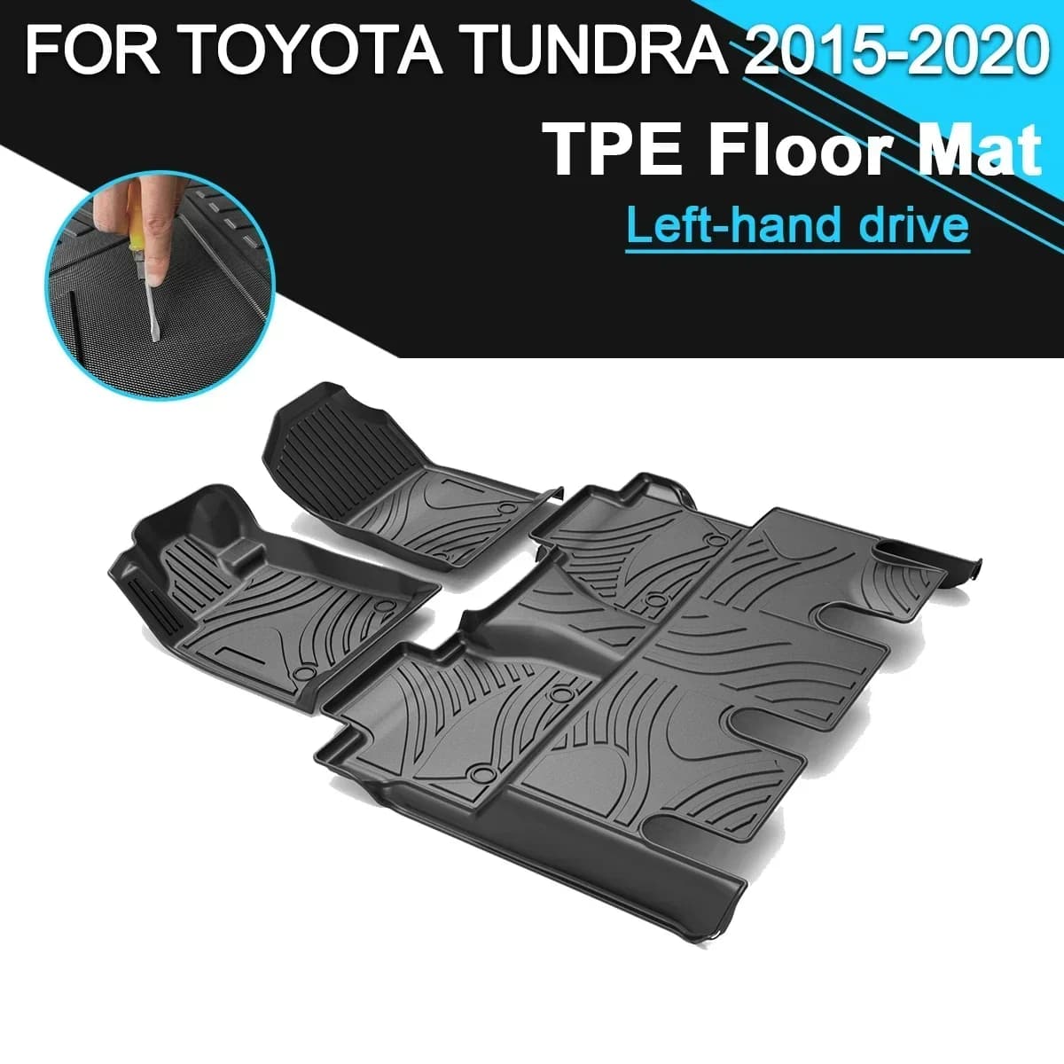 Tappetino per auto in gomma TPE impermeabile antiscivolo completamente circondato Refit guida a sinistra accessori per auto per Toyota TUNDRA 2015-2020