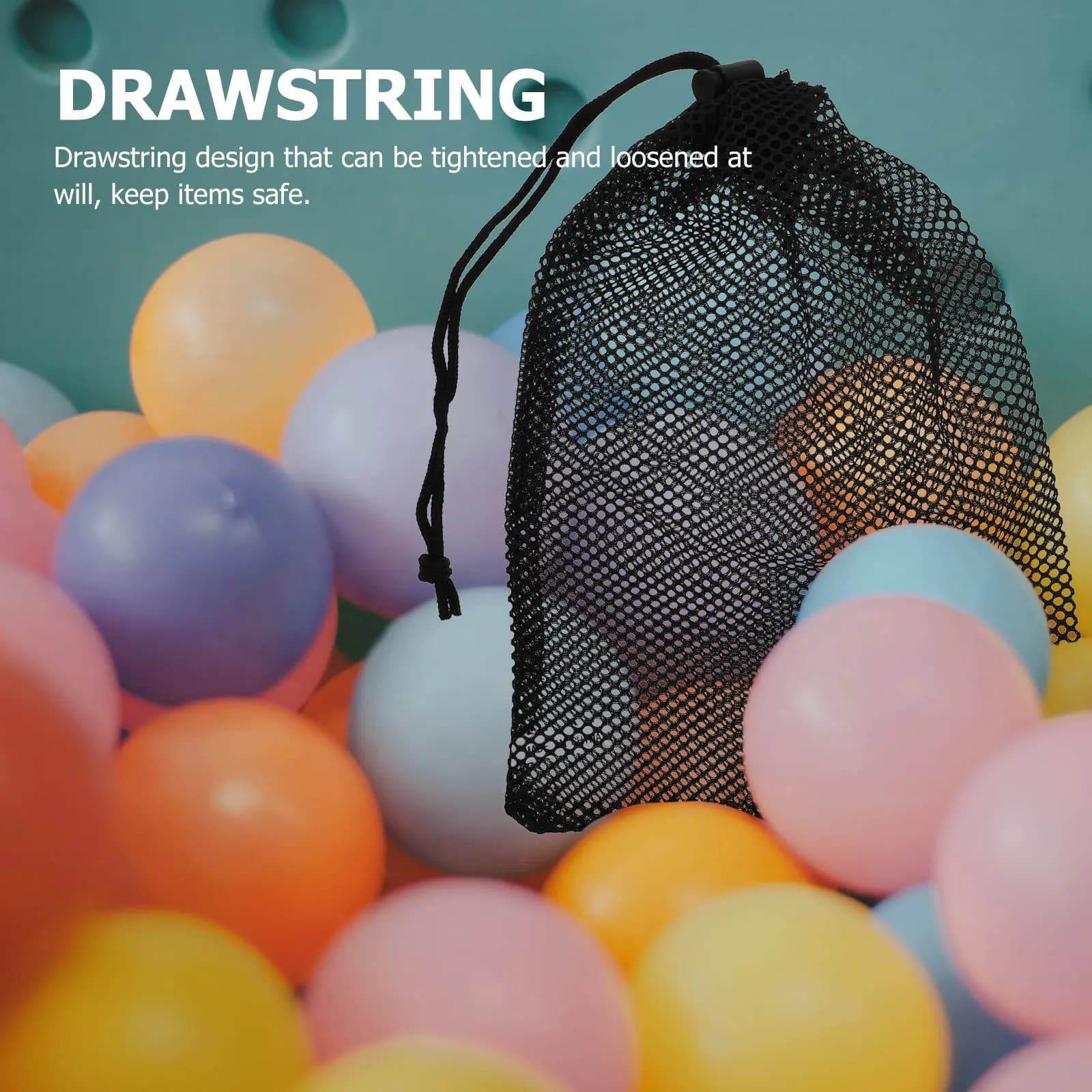 2 Pezzi Reti Porta Palline da Golf Nere Elastiche con Coulisse a Bocca Larga, Borsa Sportiva Portatile in Rete per Protezione e Trasporto Palline