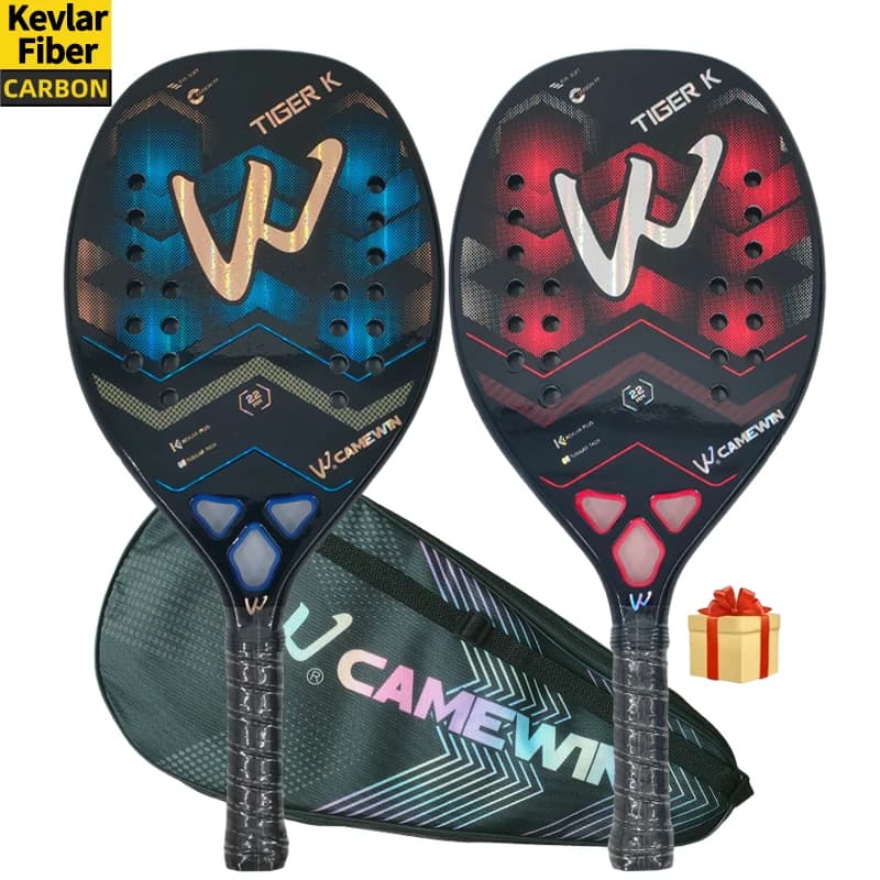 CAMEWIN La nuova racchetta da beach tennis in fibra di Kevlar Superficie ruvida in fibra professionale Include borsa protettiva e fascia per il polso per la cura delle mani