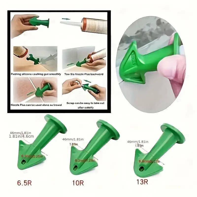 Multifunction nozzle set for fugue glue, multi-angle rubber scraper for edge finishing, residual glue removal tool from doors and windows