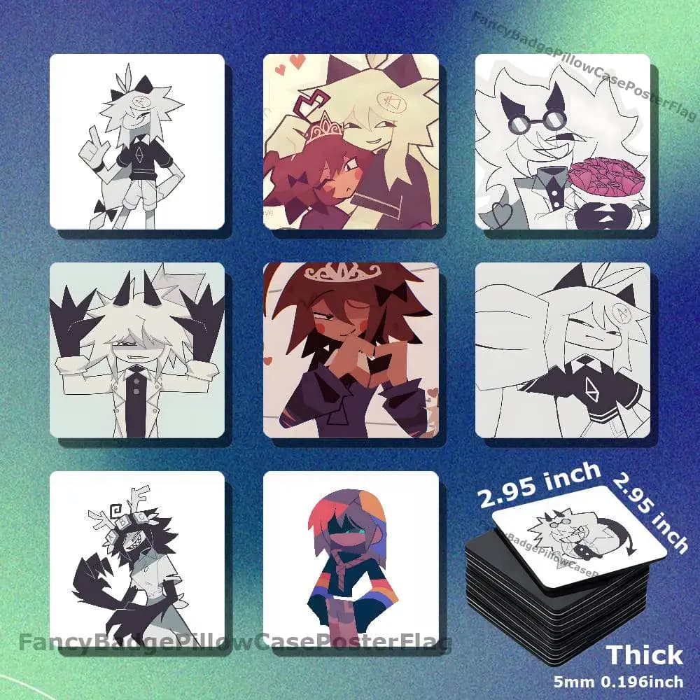 Fpe Fundamental Paper Chibi Acrylic Refrigerator Magnets Square Tiles with Magnetic Sheets for Home Decoration